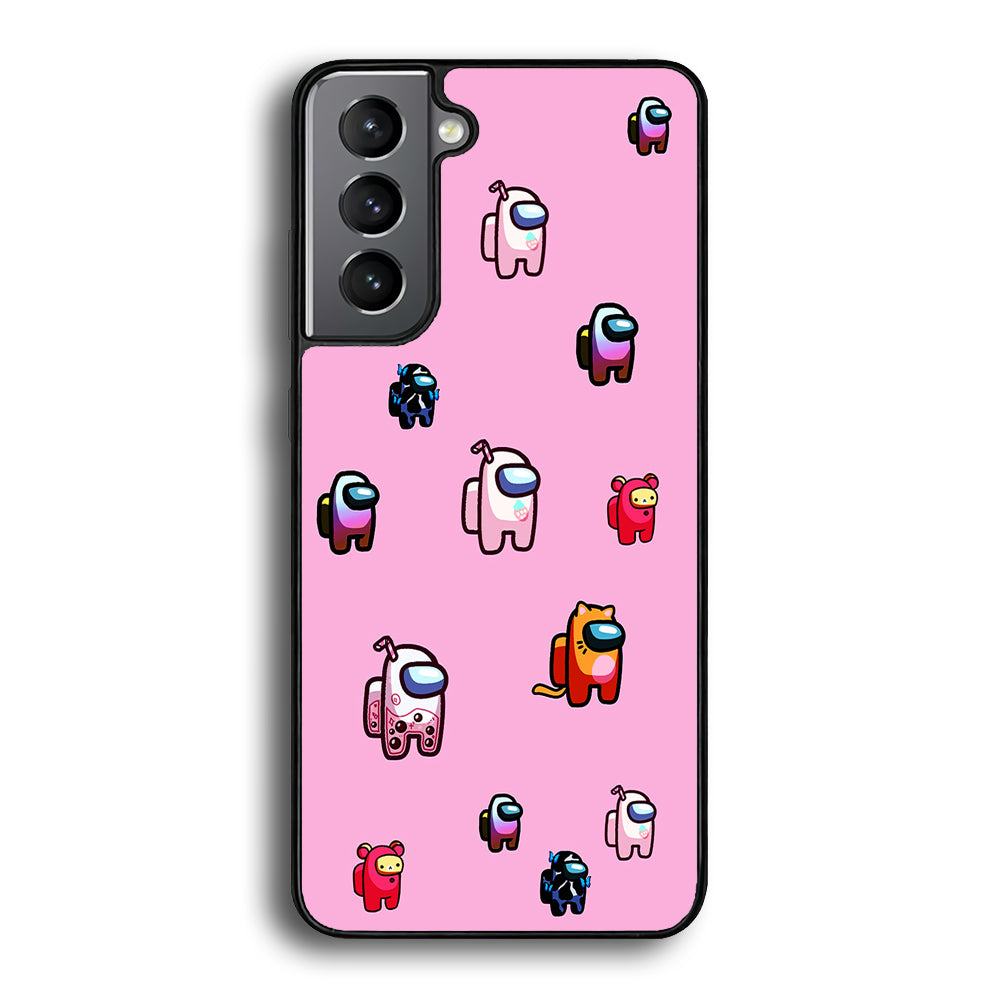 Among Us Cute Pink Samsung Galaxy S21 Plus Case-Phone Case-Rubber Black (2D Case)-Altracase