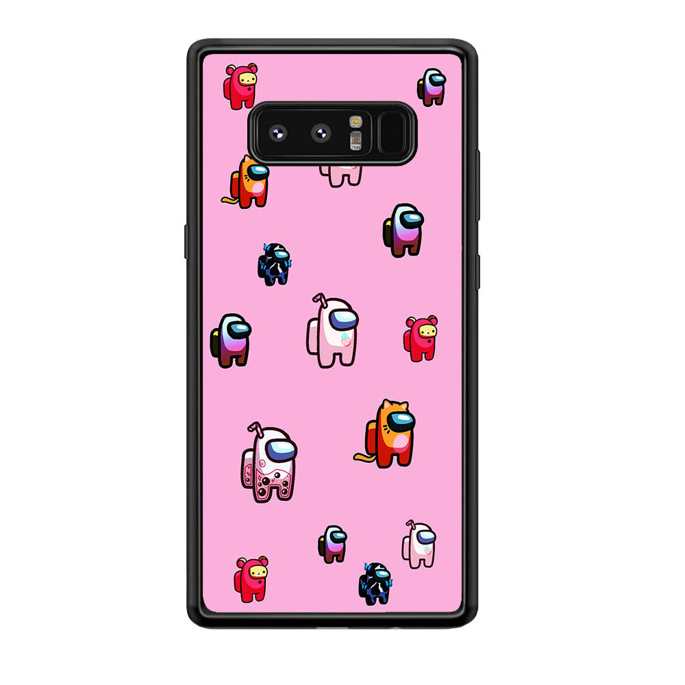 Among Us Cute Pink Samsung Galaxy Note 8 Case-Phone Case-Rubber Black (2D Case)-Altracase