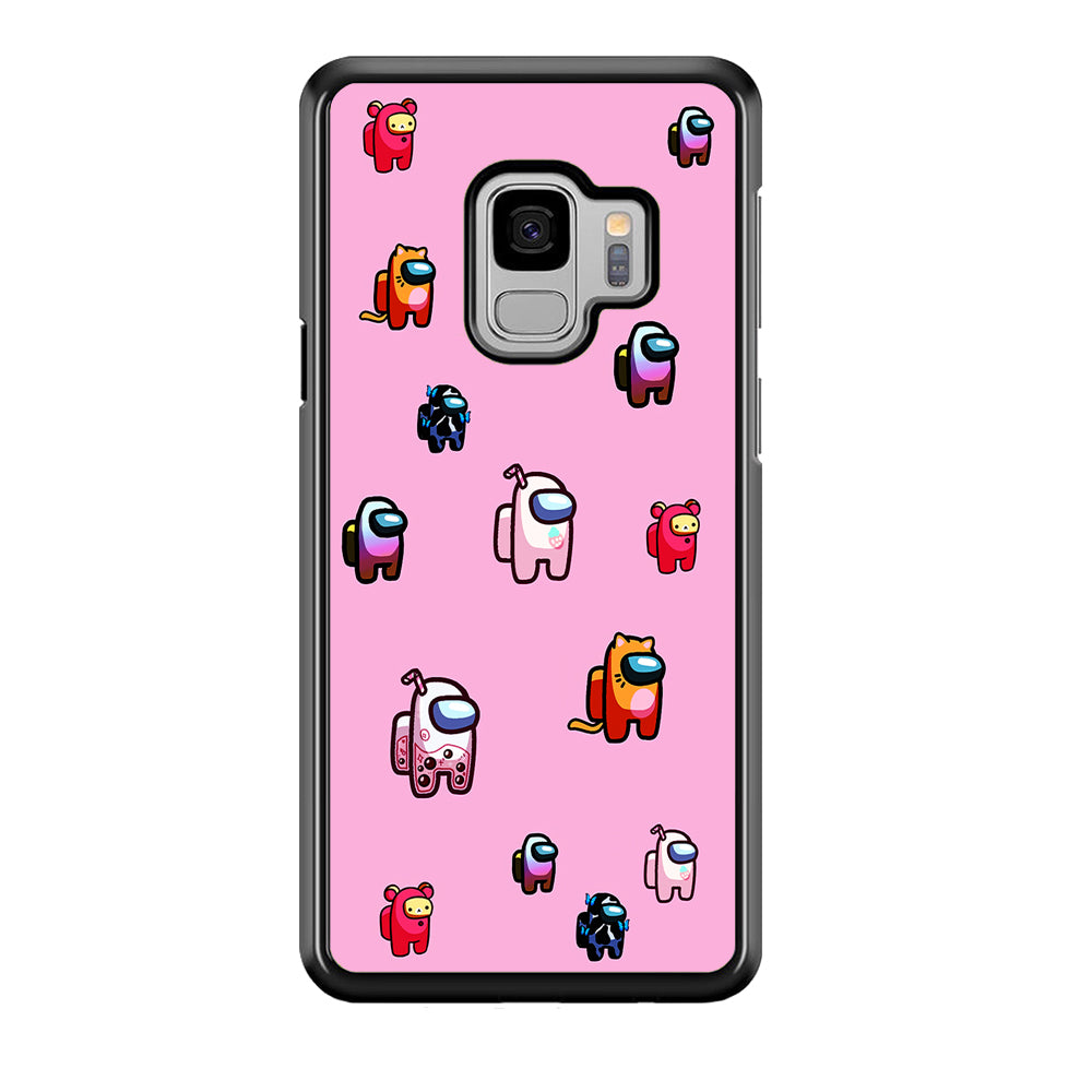 Among Us Cute Pink Samsung Galaxy S9 Case-Phone Case-Rubber Black (2D Case)-Altracase