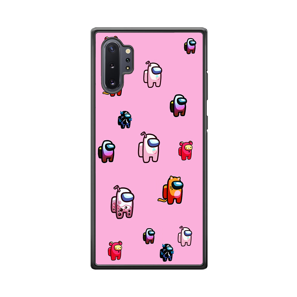 Among Us Cute Pink Samsung Galaxy Note 10 Plus Case-Phone Case-Rubber Black (2D Case)-Altracase