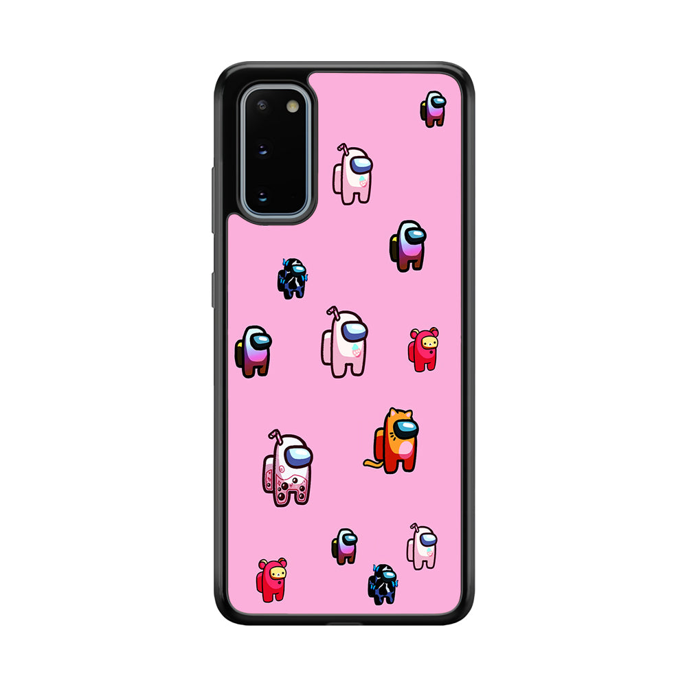 Among Us Cute Pink Samsung Galaxy S20 Case-Phone Case-Rubber Black (2D Case)-Altracase