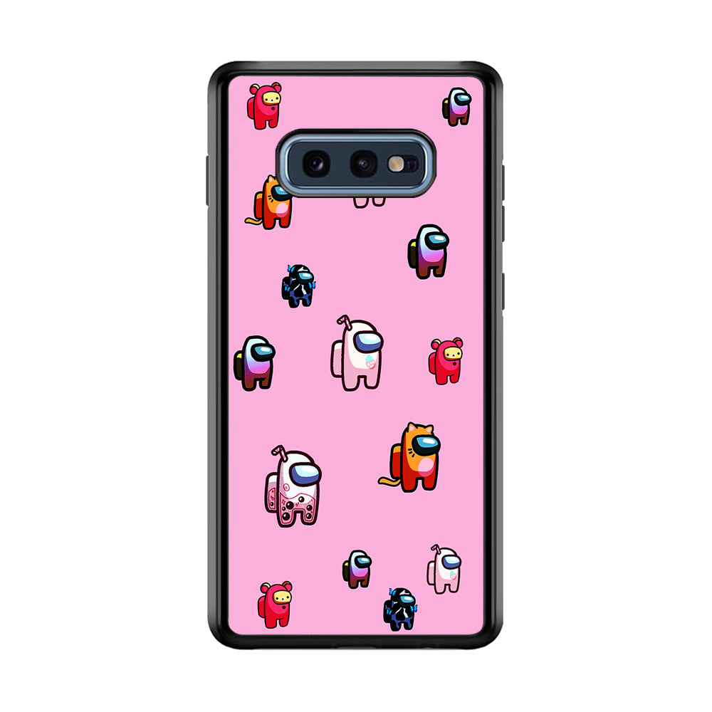 Among Us Cute Pink Samsung Galaxy S10E Case-Phone Case-Rubber Black (2D Case)-Altracase