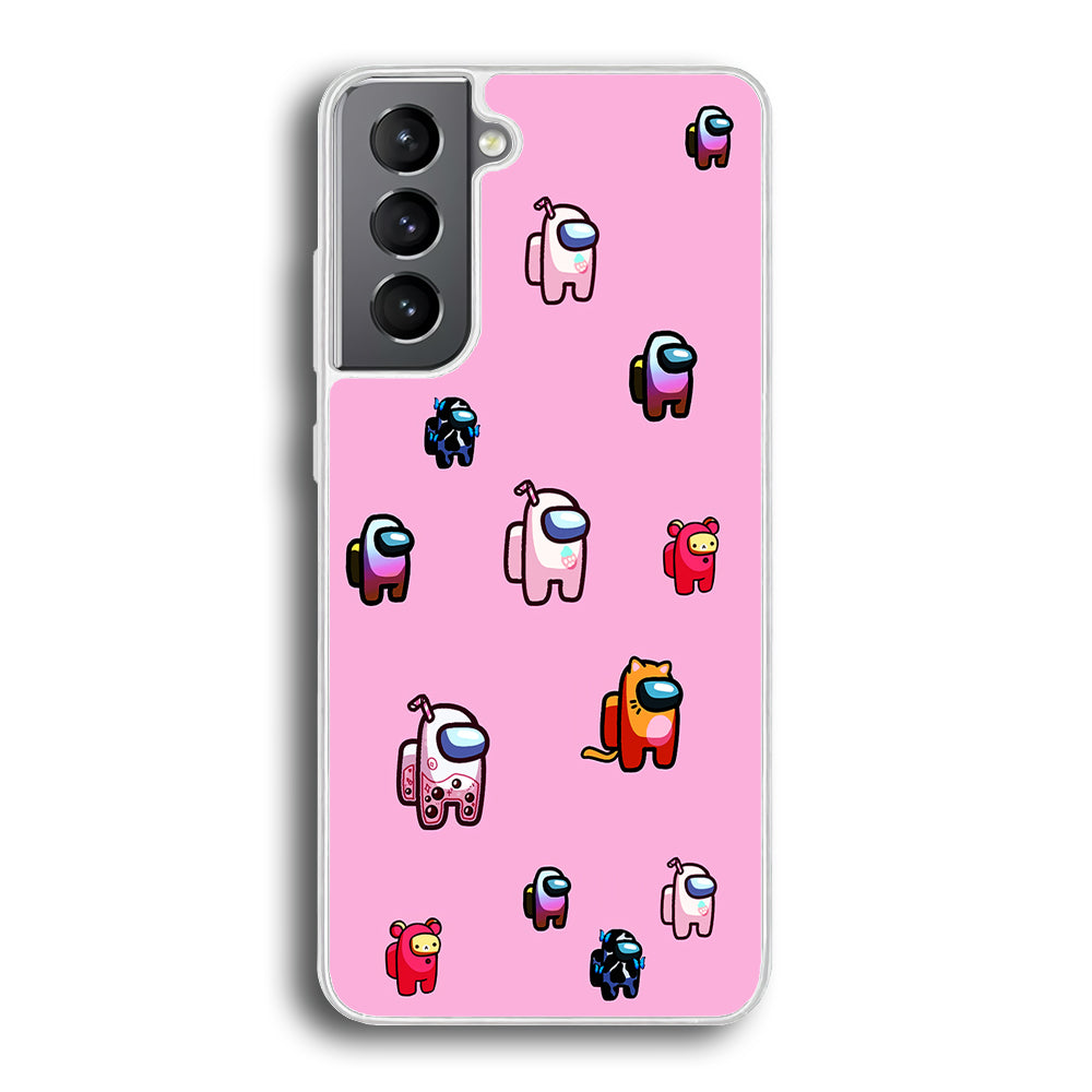 Among Us Cute Pink Samsung Galaxy S21 Plus Case-Phone Case-Rubber White (2D Case)-Altracase
