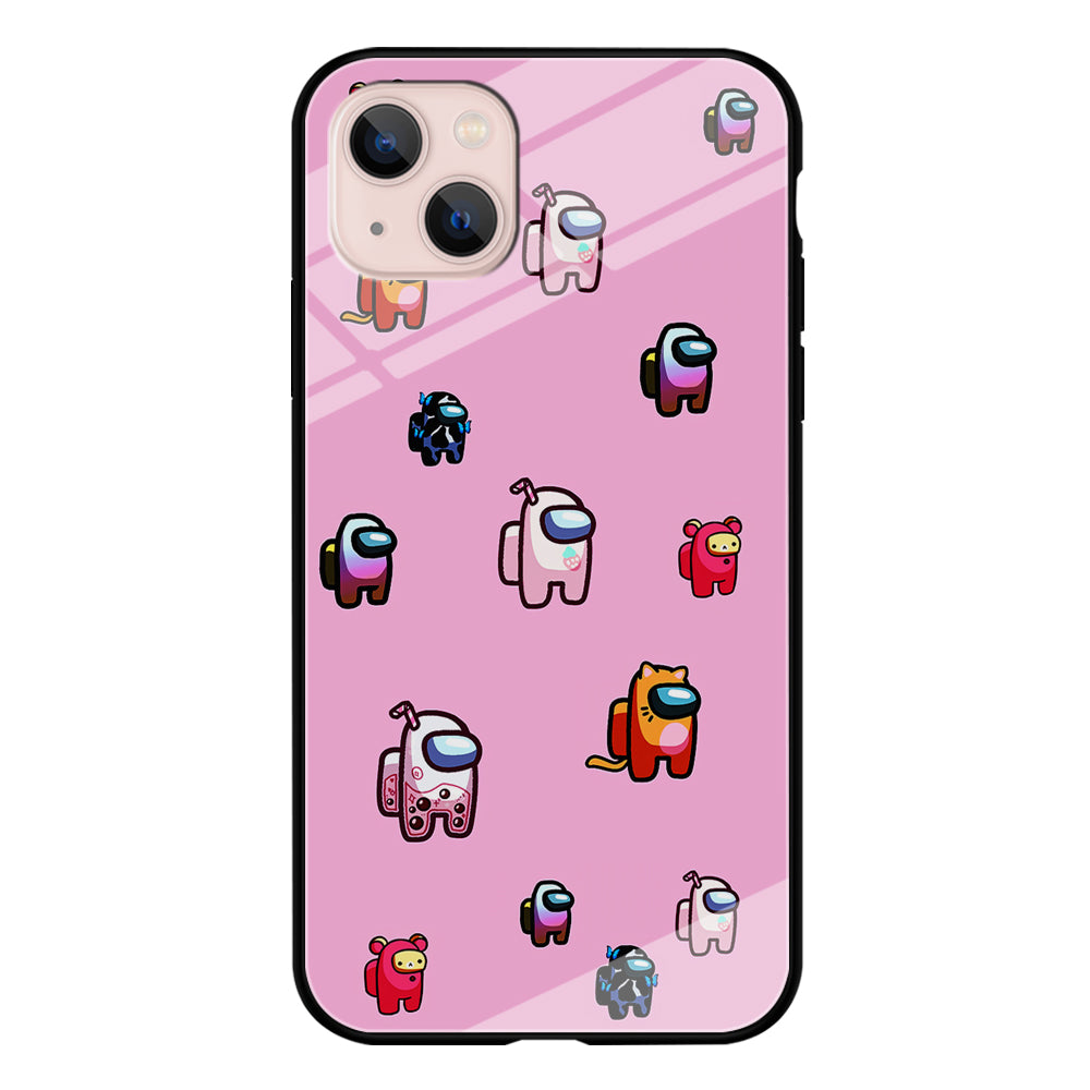 Among Us Cute Pink iPhone 15 Plus Case-Phone Case-Tempered Glass Case-Altracase