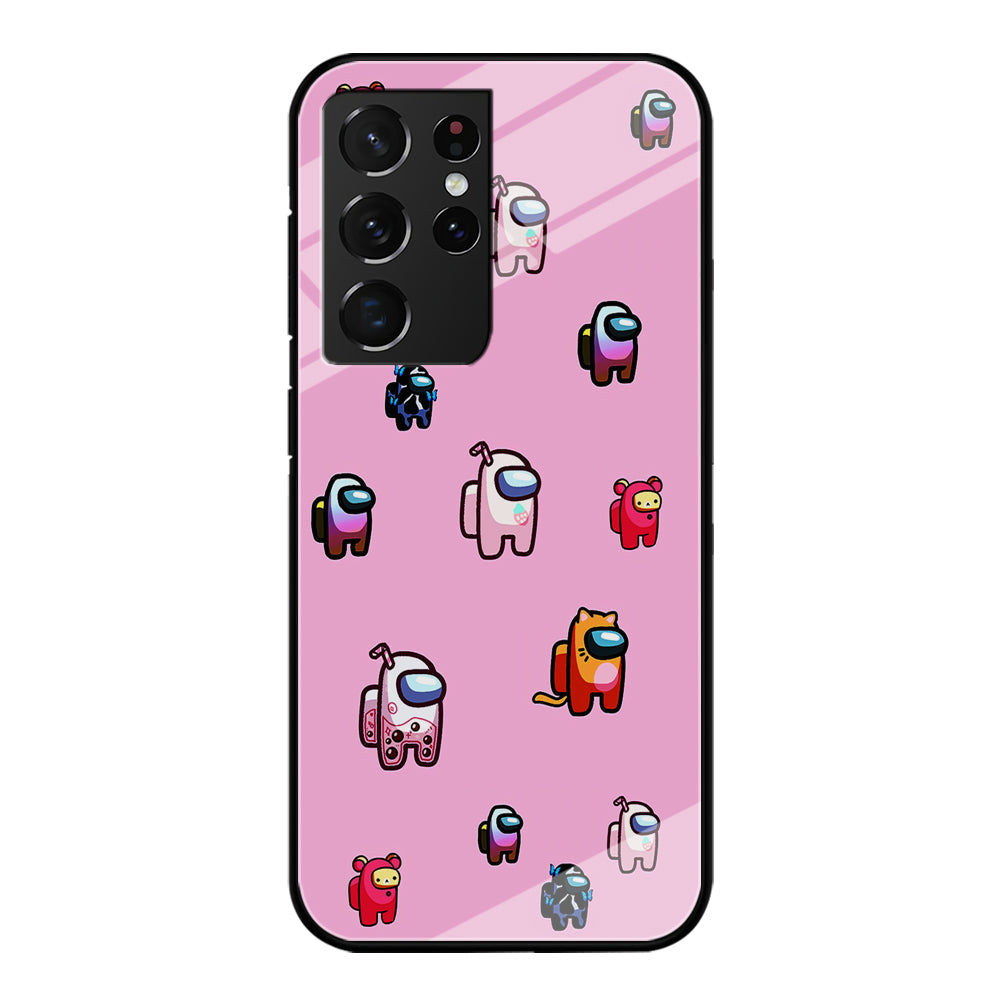 Among Us Cute Pink Samsung Galaxy S22 Ultra Case-Phone Case-Tempered Glass Case-Altracase