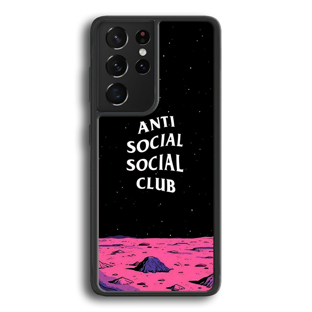 Anti Social Club Moon Samsung Galaxy S21 Ultra Case-Phone Case-Rubber Black (2D Case)-Altracase