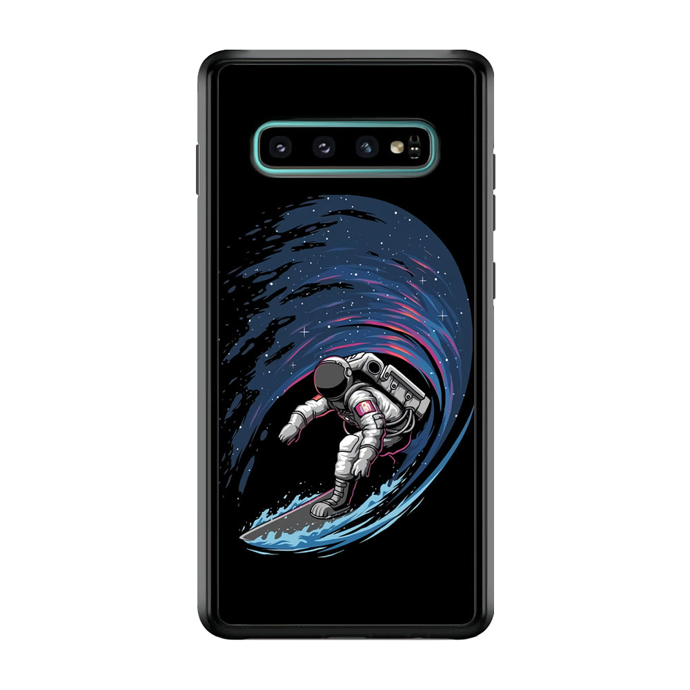 Astronaut Surfing The Sky Samsung Galaxy S10 Case-Phone Case-Rubber Black (2D Case)-Altracase