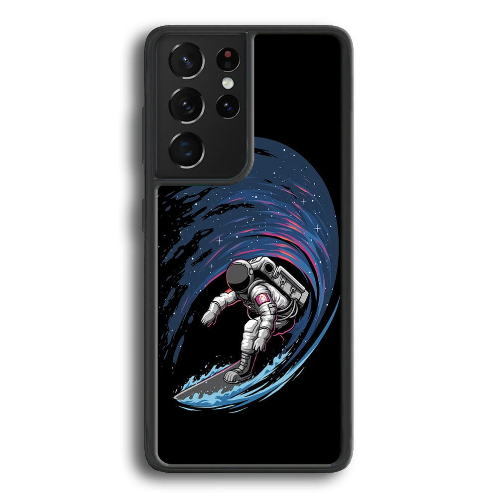 Astronaut Surfing The Sky Samsung Galaxy S25 Ultra Case-Phone Case-Rubber Black (2D Case)-Altracase