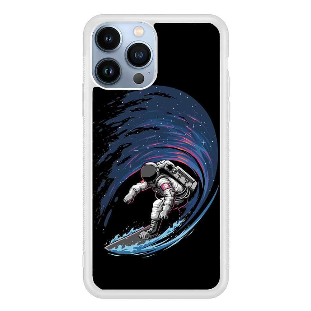 Astronaut Surfing The Sky iPhone 14 Pro Max Case-Phone Case-Rubber White (2D Case)-Altracase