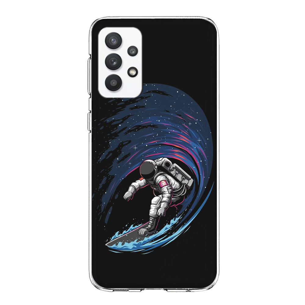 Astronaut Surfing The Sky Samsung Galaxy A32 Case-Phone Case-Clear Soft Case-Altracase