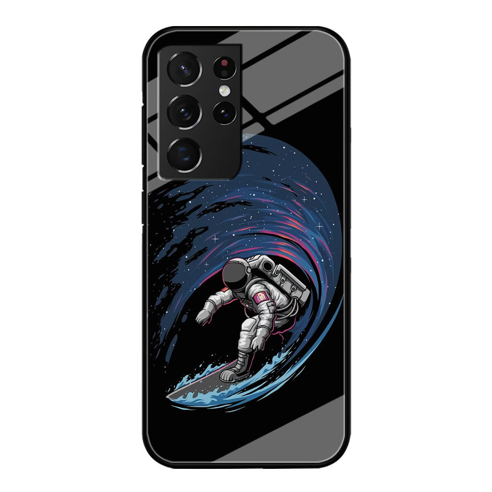 Astronaut Surfing The Sky Samsung Galaxy S23 Ultra Case-Phone Case-Tempered Glass Case-Altracase