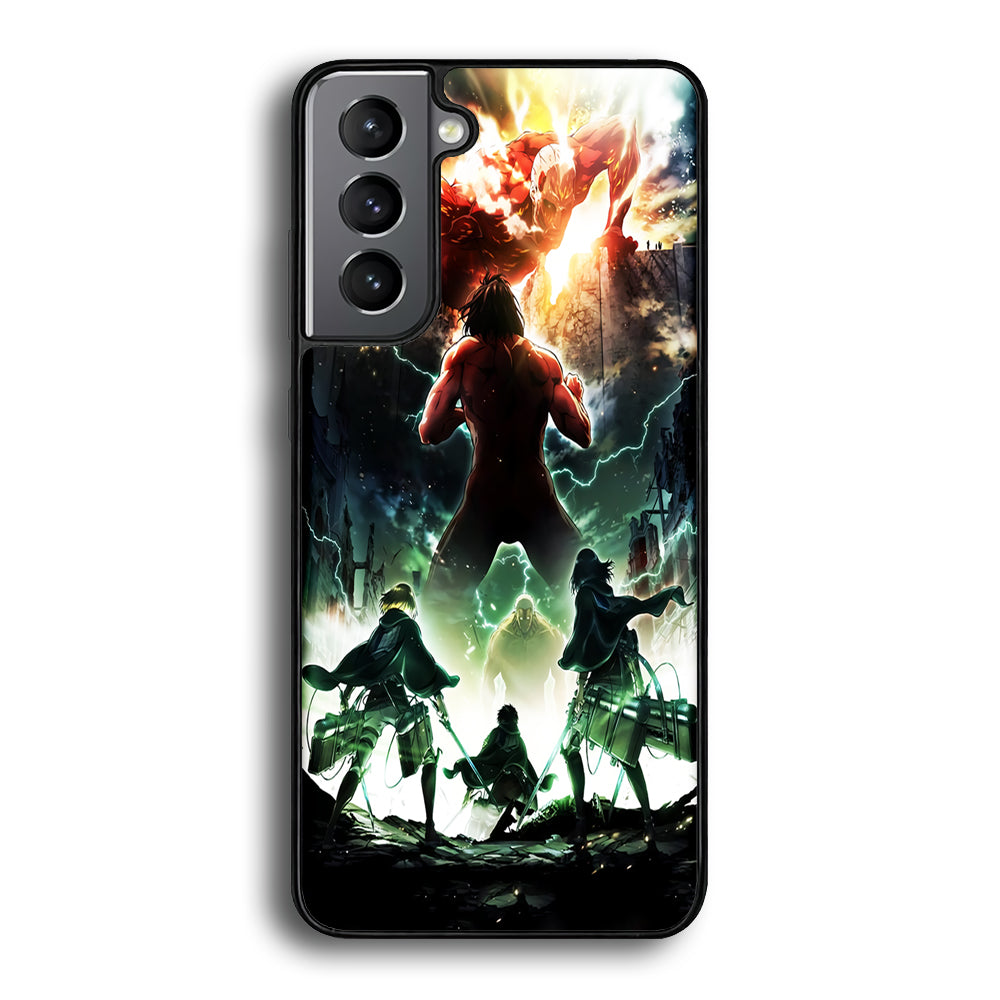 Attack On Titan Broken Wall Samsung Galaxy S21 Case-Phone Case-Rubber Black (2D Case)-Altracase