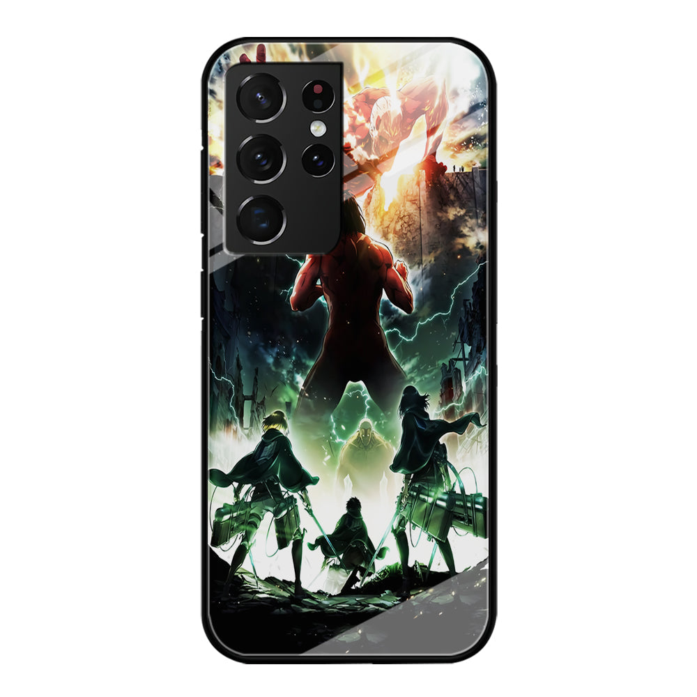 Attack On Titan Broken Wall Samsung Galaxy S23 Ultra Case-Phone Case-Tempered Glass Case-Altracase