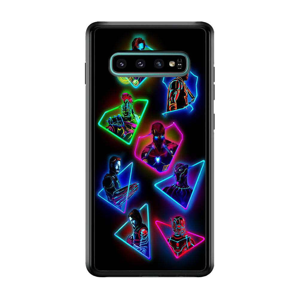 Avengers Glow Neon Samsung Galaxy S10 Case-Phone Case-Rubber Black (2D Case)-Altracase