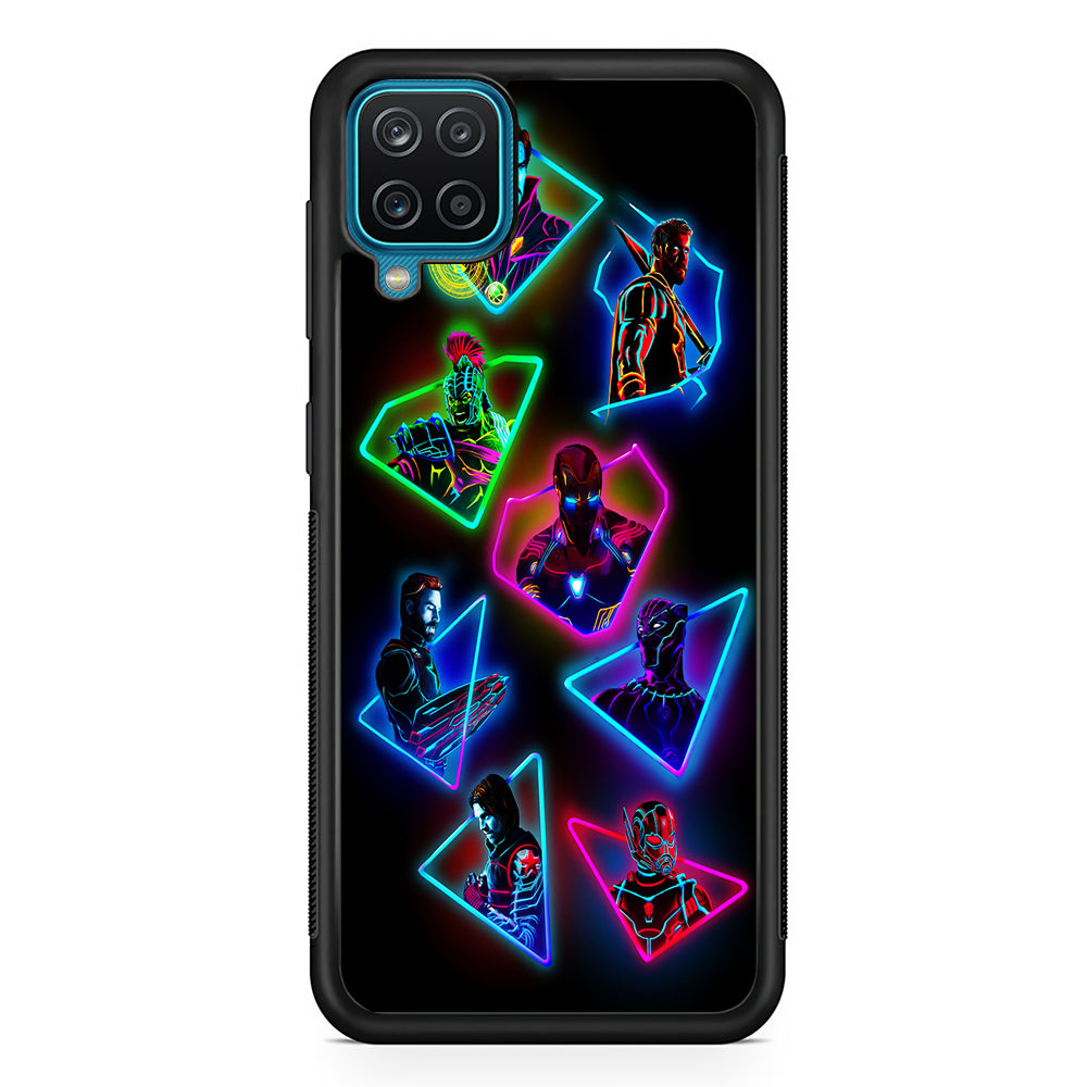 Avengers Glow Neon Samsung Galaxy A12 Case-Phone Case-Rubber Black (2D Case)-Altracase