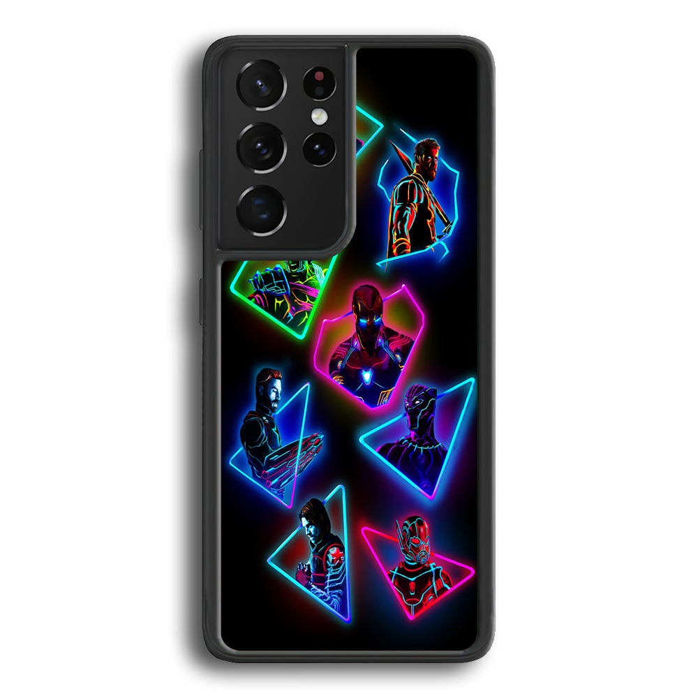 Avengers Glow Neon Samsung Galaxy S21 Ultra Case-Phone Case-Rubber Black (2D Case)-Altracase