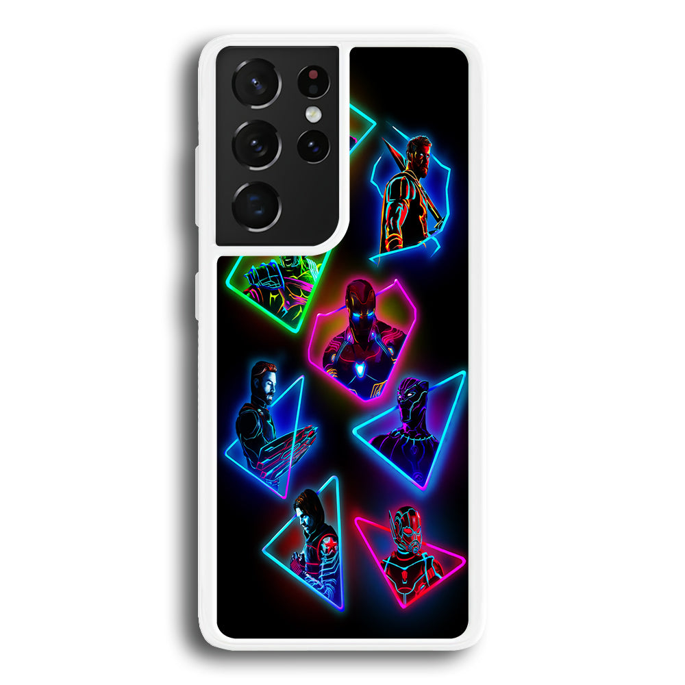 Avengers Glow Neon Samsung Galaxy S22 Ultra Case-Phone Case-Rubber White (2D Case)-Altracase