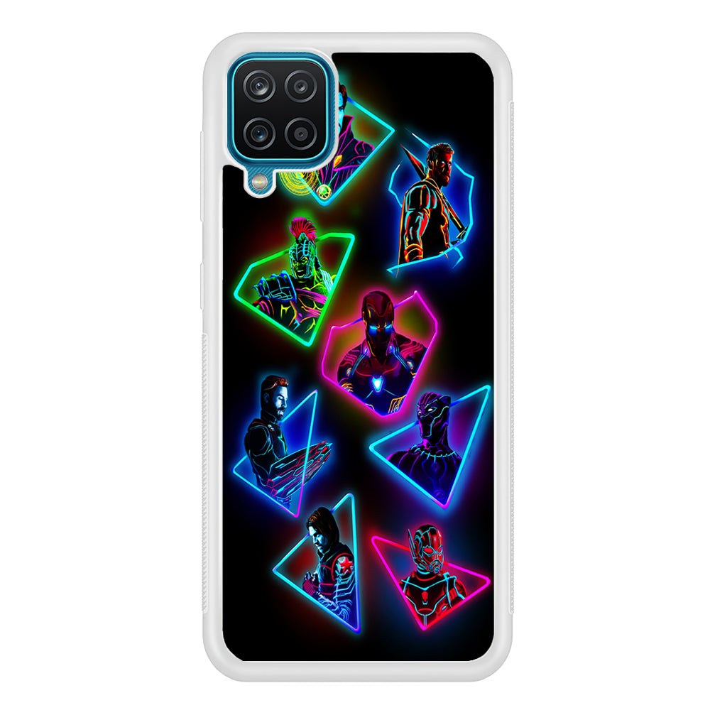 Avengers Glow Neon Samsung Galaxy A12 Case-Phone Case-Rubber White (2D Case)-Altracase