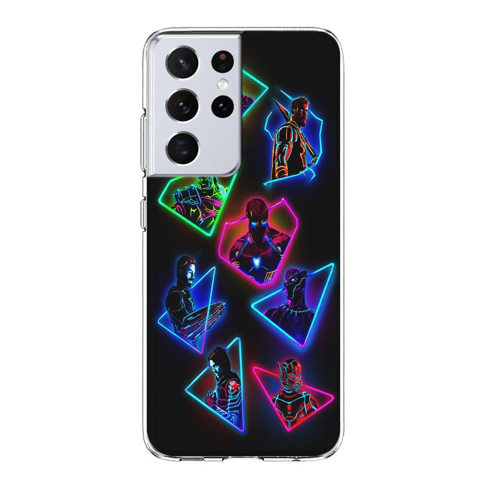 Avengers Glow Neon Samsung Galaxy S22 Ultra Case-Phone Case-Clear Soft Case-Altracase