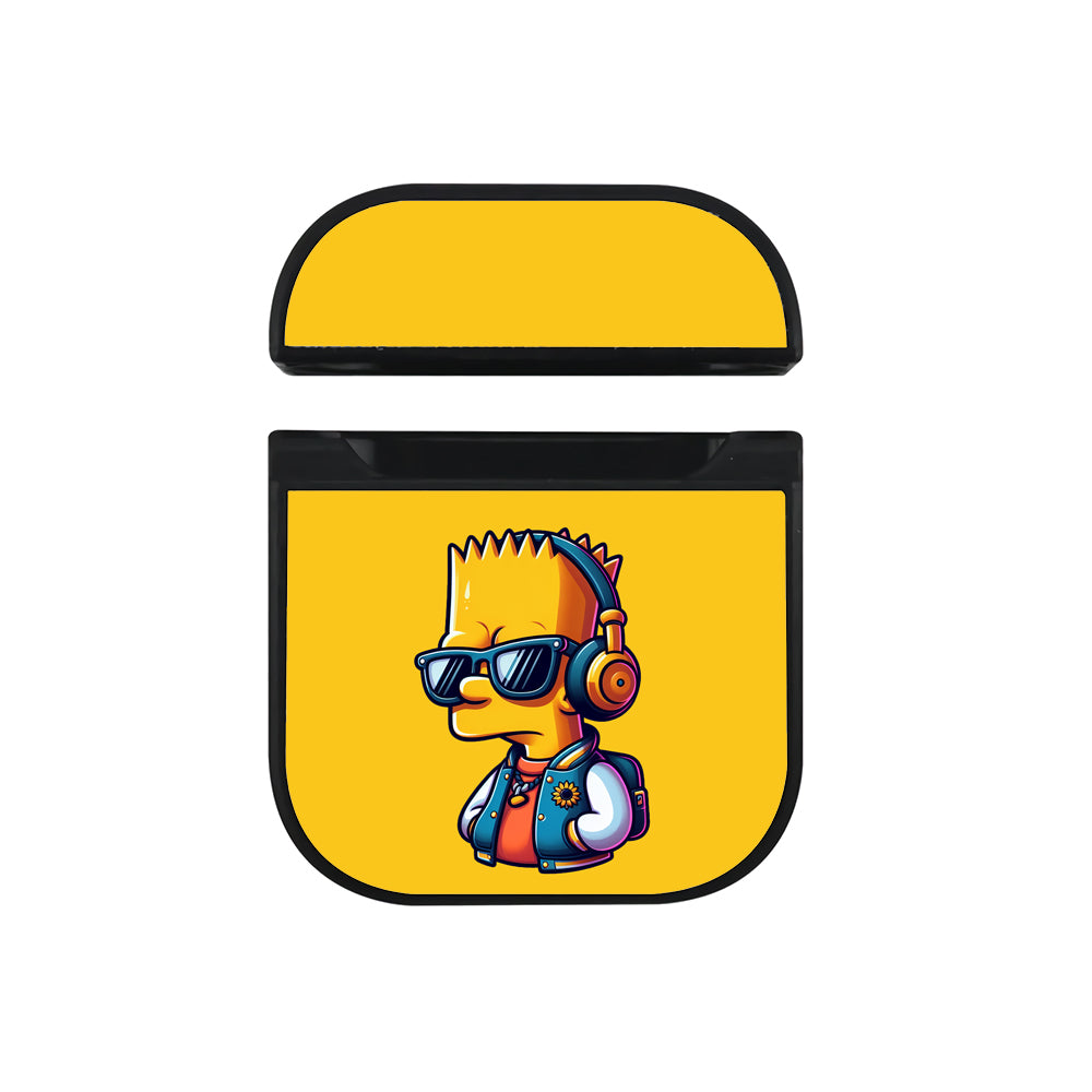 Bart Simpson Listening to Music Apple AirPods Case-AirPod Case-Black-Altracase