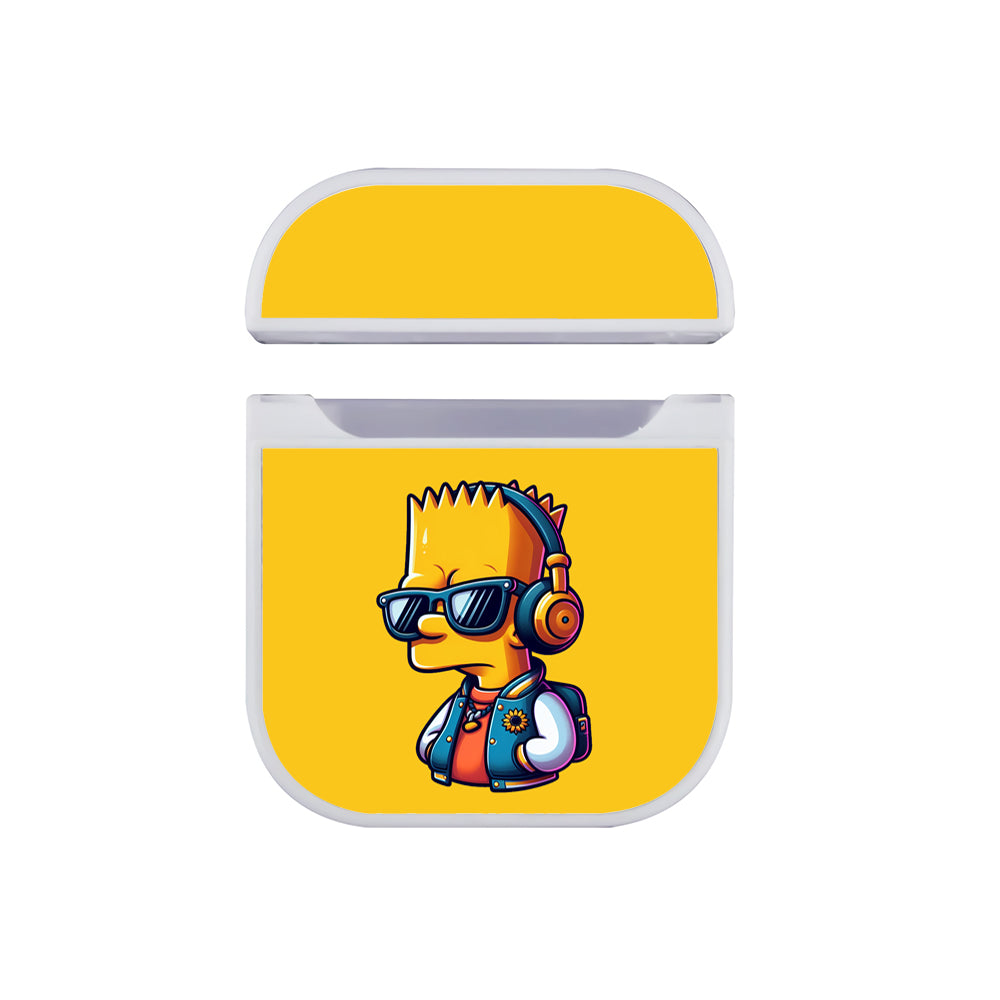 Bart Simpson Listening to Music Apple AirPods Case-AirPod Case-White-Altracase
