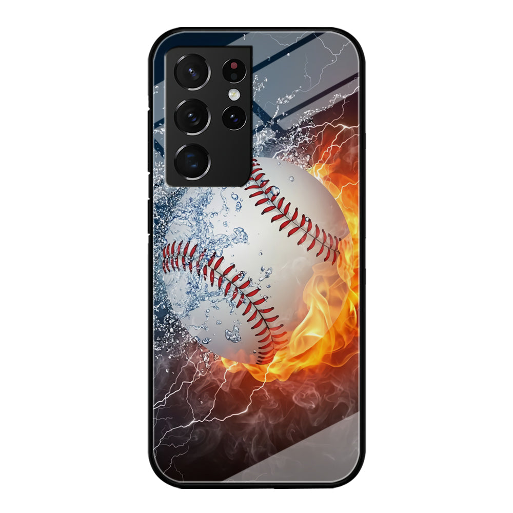 Baseball Ball Cool Art Samsung Galaxy S23 Ultra Case-Phone Case-Tempered Glass Case-Altracase