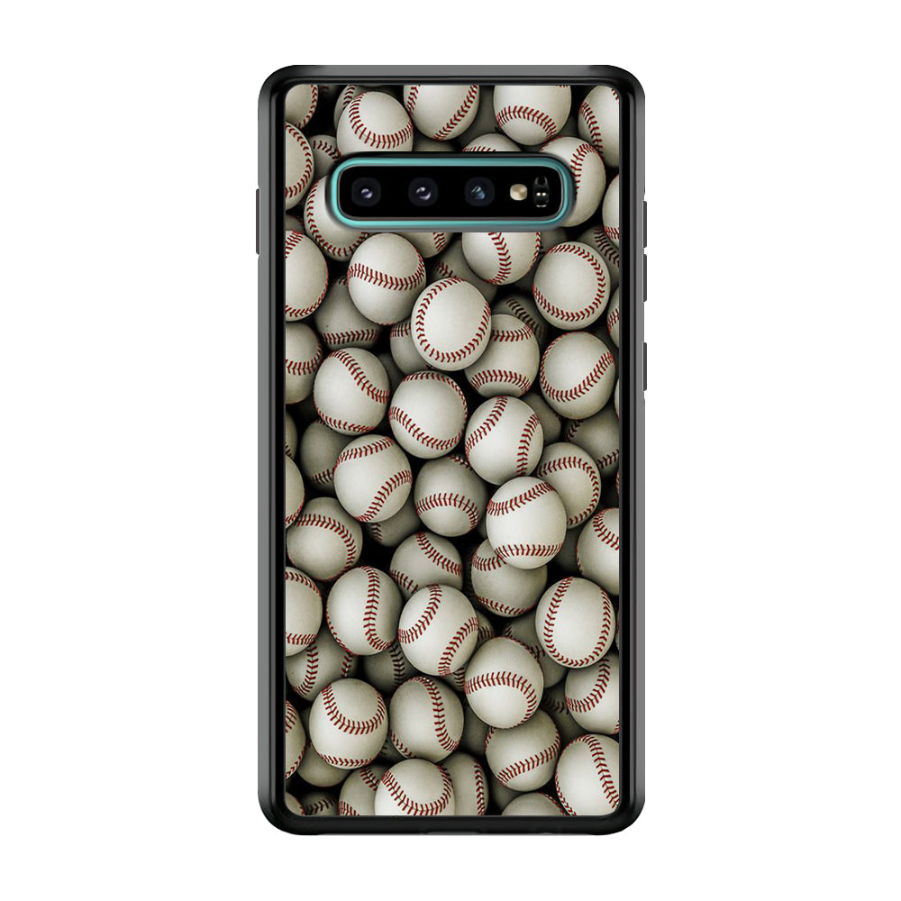 Baseball Ball Pattern Samsung Galaxy S10 Case-Phone Case-Rubber White (2D Case)-Altracase