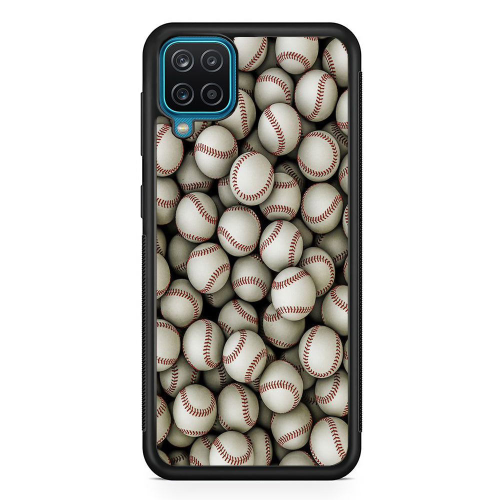 Baseball Ball Pattern Samsung Galaxy A12 Case-Phone Case-Rubber Black (2D Case)-Altracase
