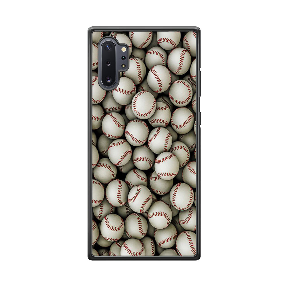 Baseball Ball Pattern Samsung Galaxy Note 10 Plus Case-Phone Case-Rubber Black (2D Case)-Altracase
