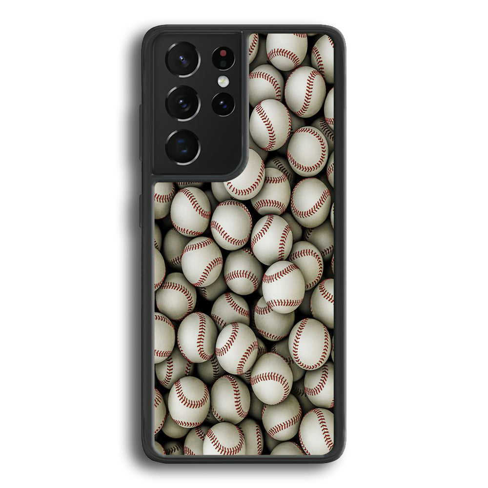 Baseball Ball Pattern Samsung Galaxy S21 Ultra Case-Phone Case-Rubber Black (2D Case)-Altracase