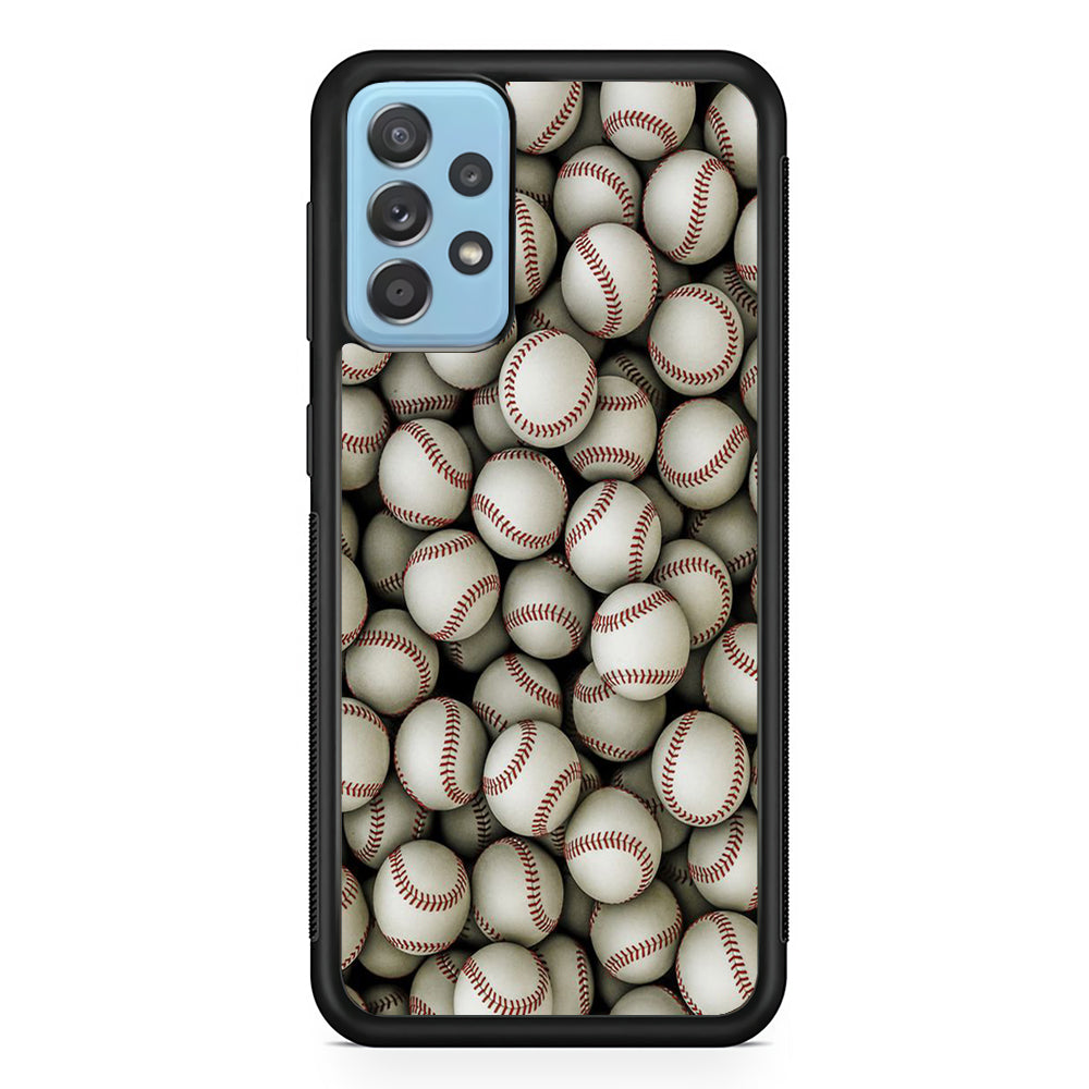 Baseball Ball Patter Samsung Galaxy A72 Case-Phone Case-Rubber Black (2D Case)-Altracase