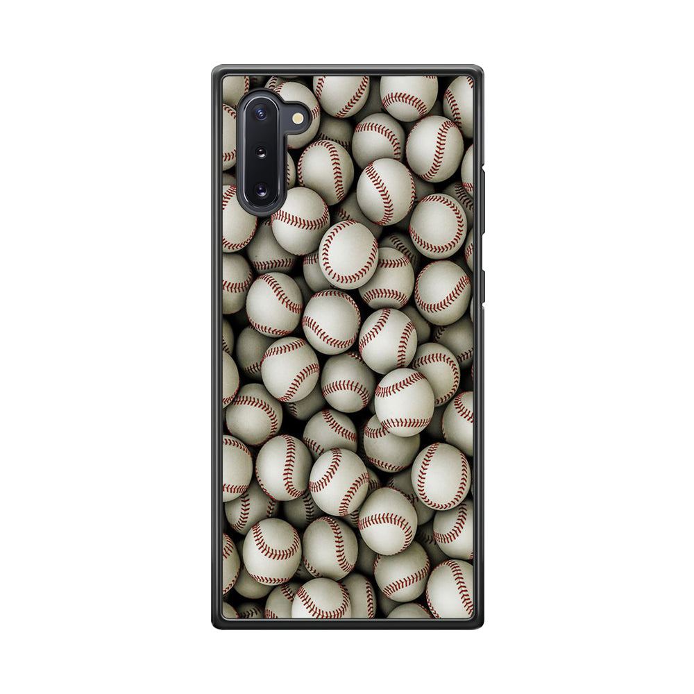Baseball Ball Pattern Samsung Galaxy Note 10 Case-Phone Case-Rubber Black (2D Case)-Altracase