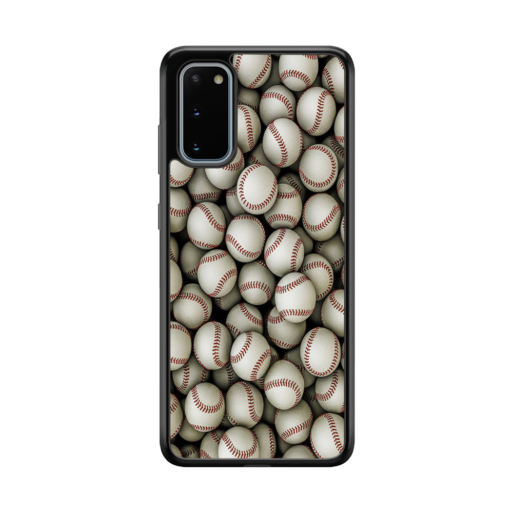 Baseball Ball Pattern Samsung Galaxy S20 Case-Phone Case-Rubber Black (2D Case)-Altracase