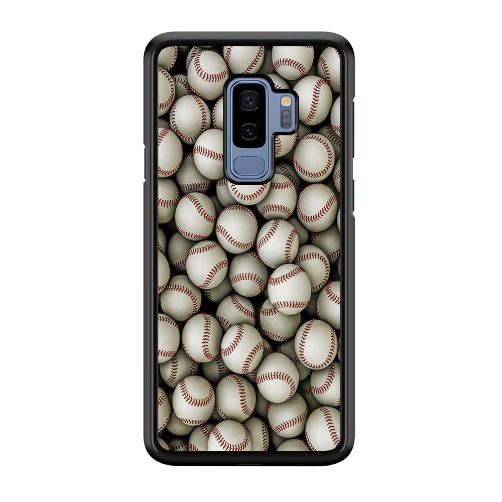 Baseball Ball Pattern Samsung Galaxy S9 Plus Case-Phone Case-Rubber Black (2D Case)-Altracase