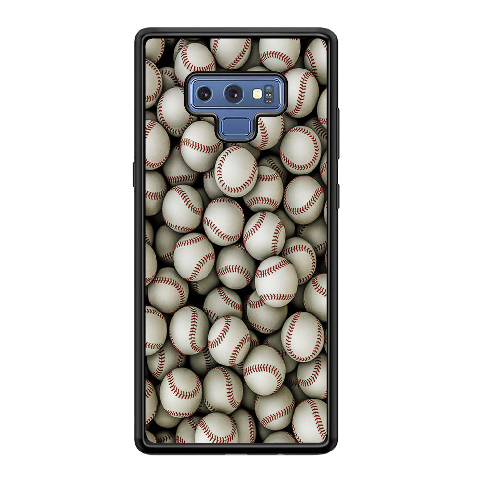 Baseball Ball Pattern Samsung Galaxy Note 9 Case-Phone Case-Rubber Black (2D Case)-Altracase