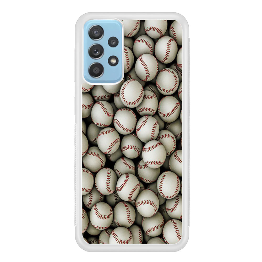 Baseball Ball Patter Samsung Galaxy A72 Case-Phone Case-Rubber White (2D Case)-Altracase