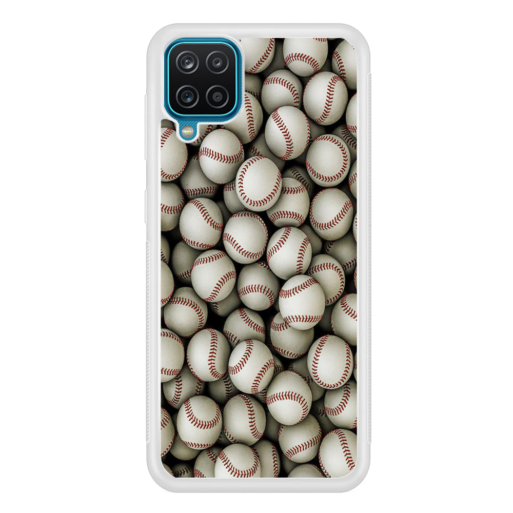 Baseball Ball Pattern Samsung Galaxy A12 Case-Phone Case-Rubber White (2D Case)-Altracase