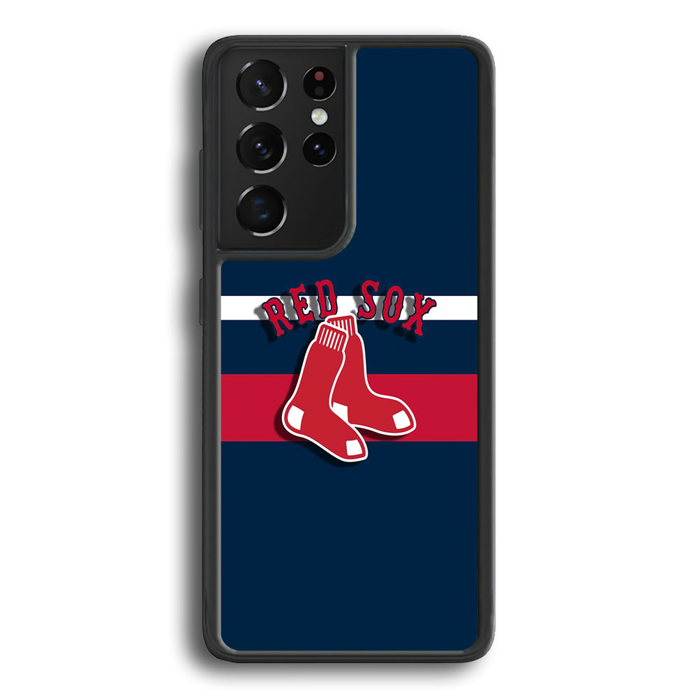 Baseball Boston Red Sox MLB 001 Samsung Galaxy S21 Ultra Case-Phone Case-Rubber Black (2D Case)-Altracase