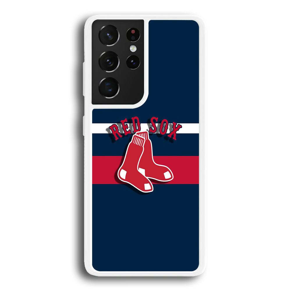 Baseball Boston Red Sox MLB 001 Samsung Galaxy S21 Ultra Case-Phone Case-Rubber White (2D Case)-Altracase