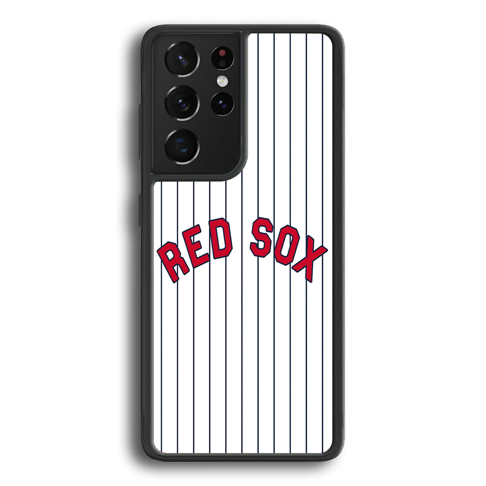 Baseball Boston Red Sox MLB 002 Samsung Galaxy S21 Ultra Case-Phone Case-Rubber Black (2D Case)-Altracase