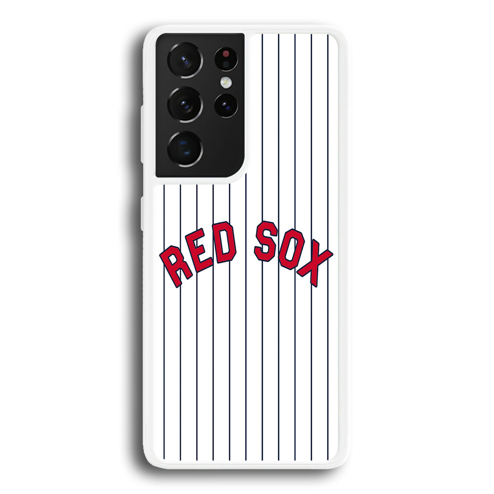 Baseball Boston Red Sox MLB 002 Samsung Galaxy S24 Ultra Case-Phone Case-Rubber White (2D Case)-Altracase
