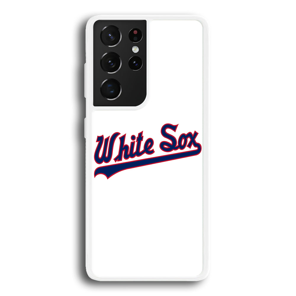 Baseball Chicago White Sox MLB 001 Samsung Galaxy S21 Ultra Case-Phone Case-Rubber White (2D Case)-Altracase