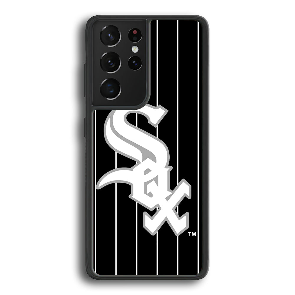 Baseball Chicago White Sox MLB 002 Samsung Galaxy S21 Ultra Case-Phone Case-Rubber Black (2D Case)-Altracase