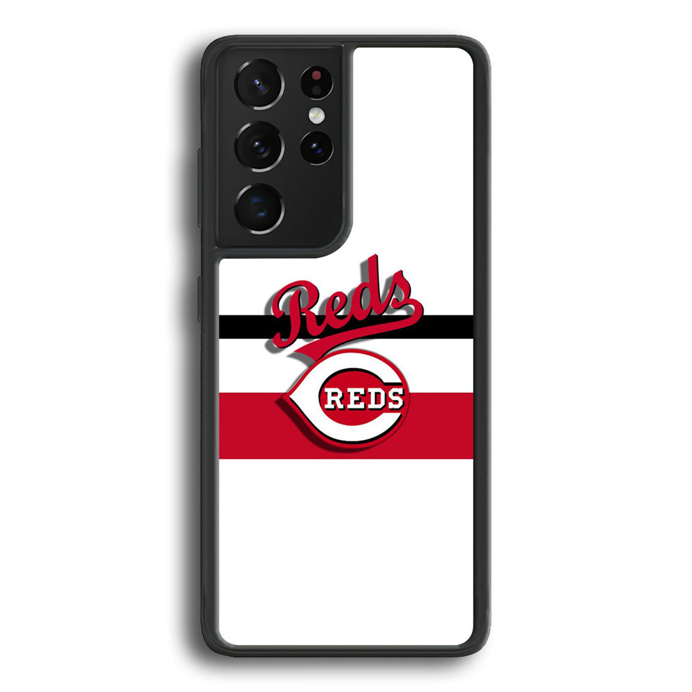 Baseball Cincinnati Reds MLB 001 Samsung Galaxy S21 Ultra Case-Phone Case-Rubber Black (2D Case)-Altracase