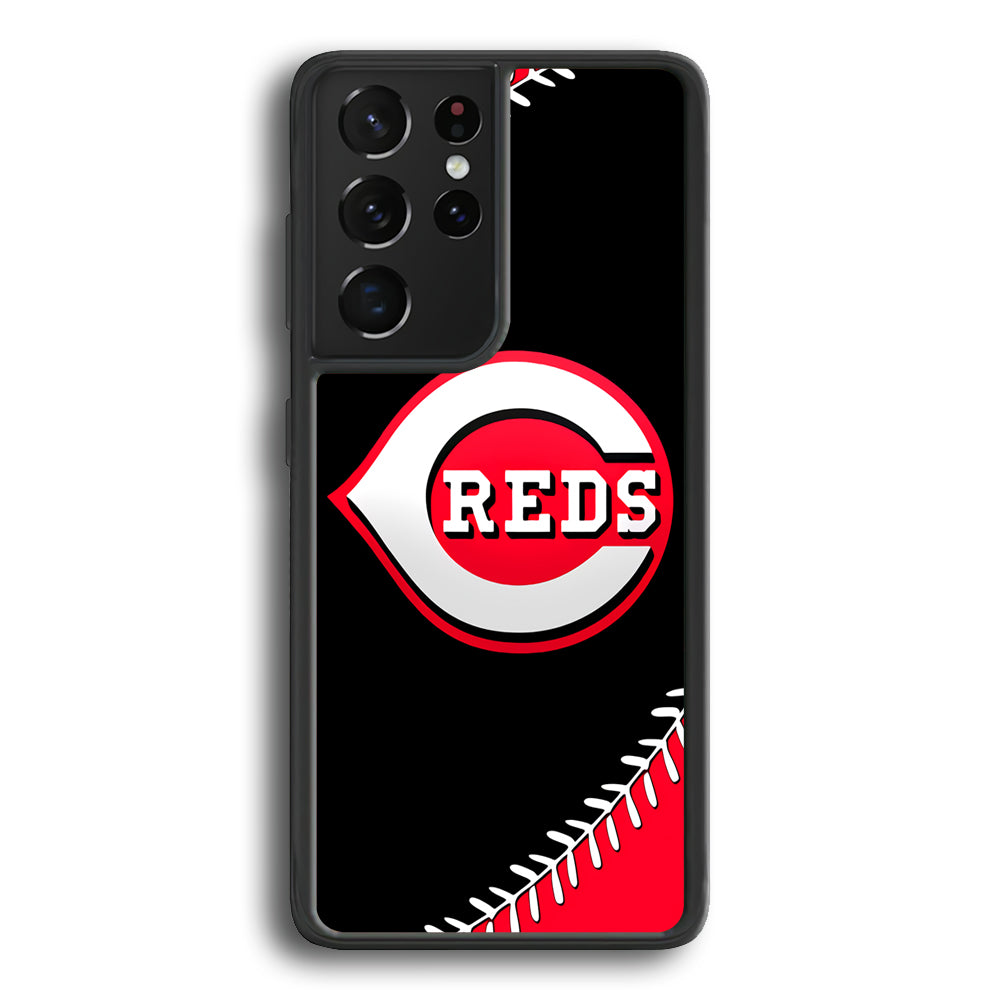 Baseball Cincinnati Reds MLB 002 Samsung Galaxy S21 Ultra Case-Phone Case-Rubber Black (2D Case)-Altracase