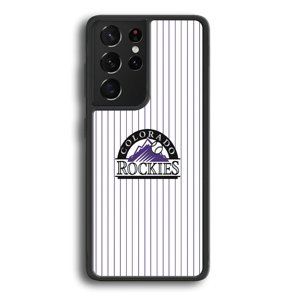 Baseball Colorado Rockies MLB 002 Samsung Galaxy S21 Ultra Case-Phone Case-Rubber Black (2D Case)-Altracase