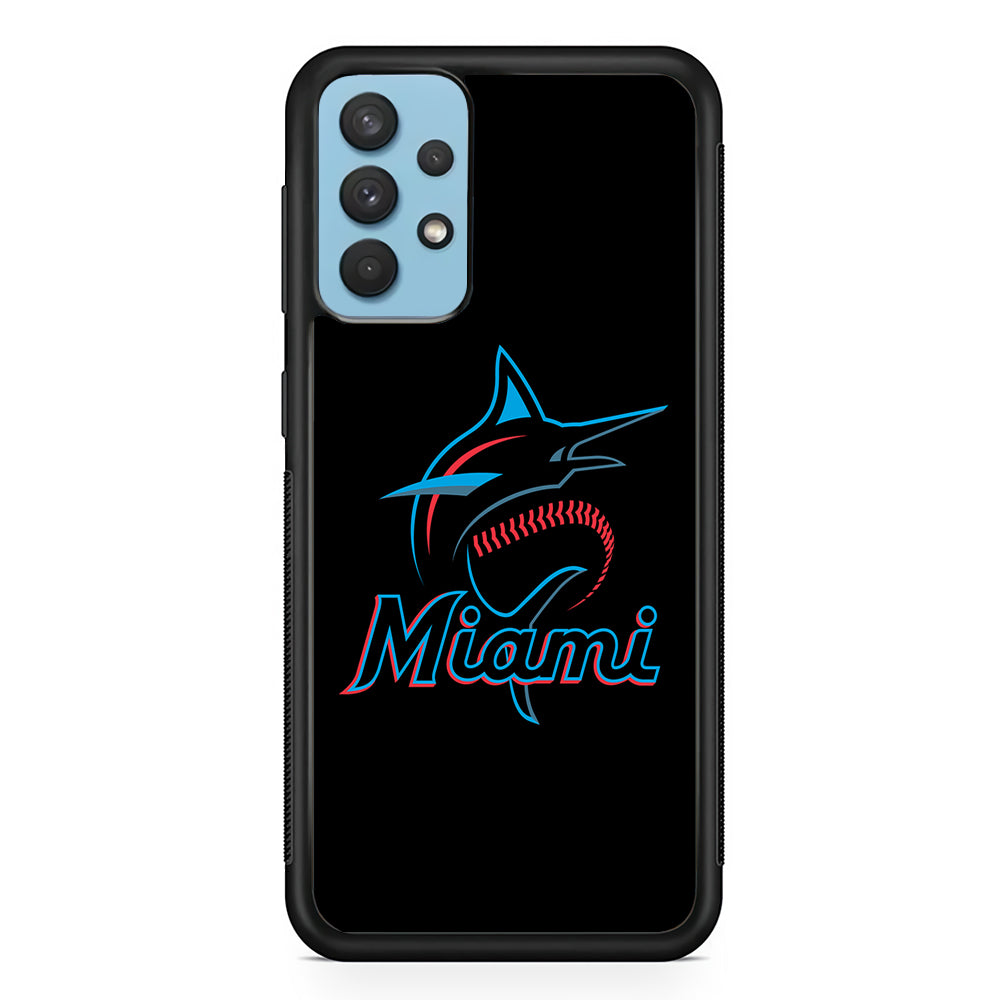 Baseball Miami Marlins MLB 001 Samsung Galaxy A32 Case-Phone Case-Rubber Black (2D Case)-Altracase