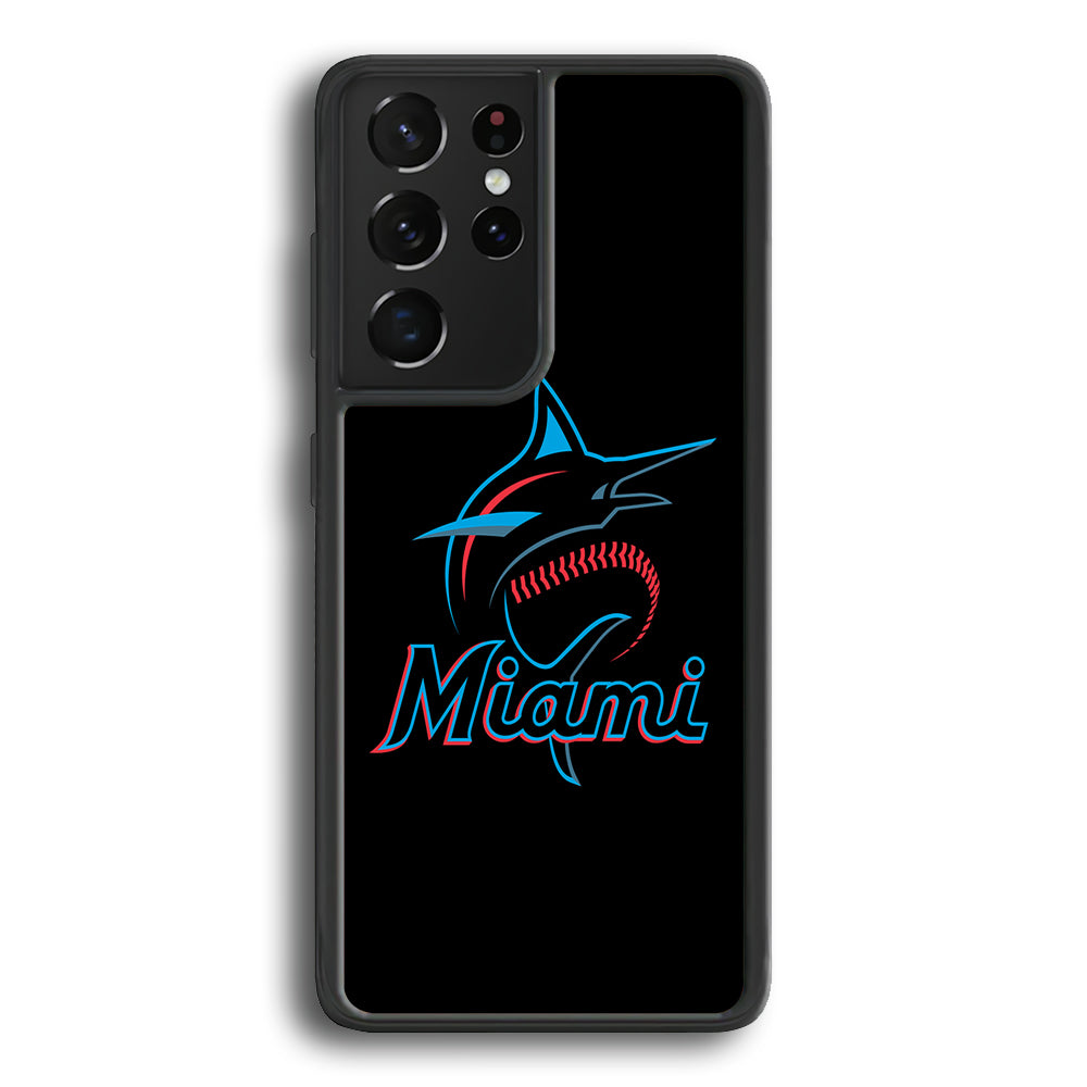 Baseball Miami Marlins MLB 001 Samsung Galaxy S21 Ultra Case-Phone Case-Rubber Black (2D Case)-Altracase