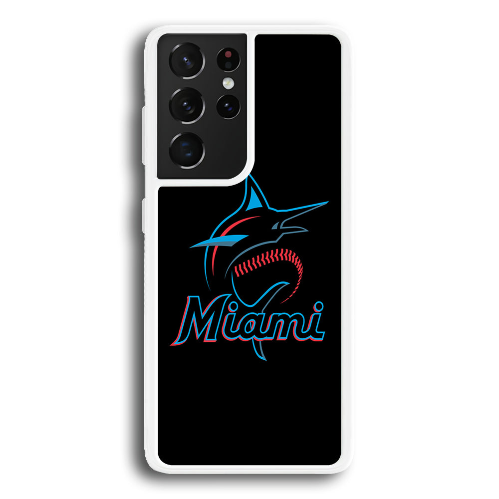 Baseball Miami Marlins MLB 001 Samsung Galaxy S21 Ultra Case-Phone Case-Rubber White (2D Case)-Altracase