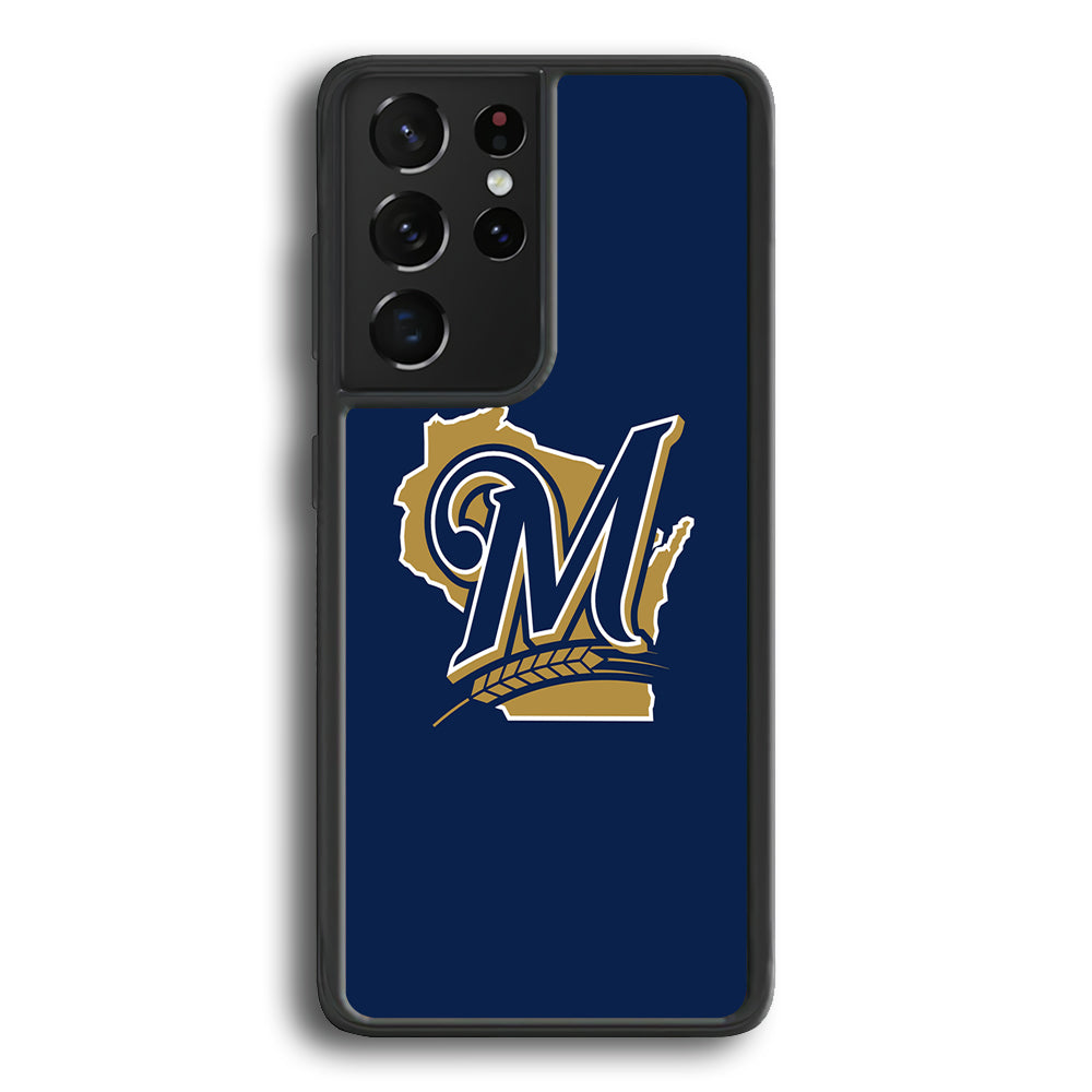 Baseball Milwaukee Brewers MLB 001 Samsung Galaxy S23 Ultra Case-Phone Case-Rubber Black (2D Case)-Altracase